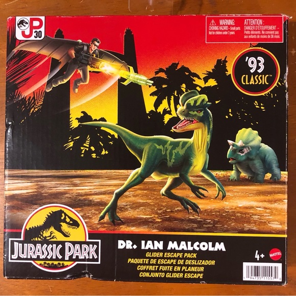 Jurassic Park Dr. Ian Malcolm Glider Escape Pack 93 Classic 30th Anniversary NEW - Picture 1 of 2